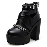 Gothic Fashion Chain Detail Women Shoes