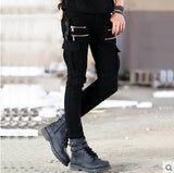 Men Black Distressed Denim Biker Jeans