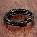 Gothic Black Genuine Leather Bracelet