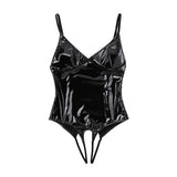 Women Wet Look Lingerie Bodysuit