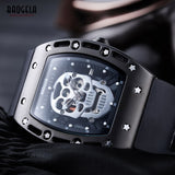 Men Luminous Black Army Skull Watch