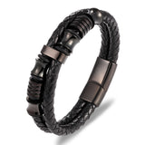 Gothic Black Genuine Leather Bracelet