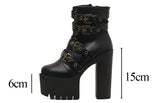 Gothic Sexy Rivet Black Ankle Boots