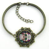 Skull Skeleton Lace Charm Bracelet