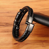 Gothic Black Genuine Leather Bracelet