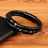 Gothic Black Genuine Leather Bracelet