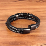 Gothic Black Genuine Leather Bracelet