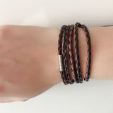 Gothic Black 5 Laps Leather Men Bracelet