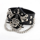 Genuine Leather Pirate Skull Bracelet