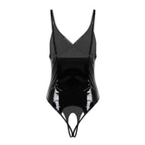 Women Wet Look Lingerie Bodysuit