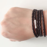 Gothic Black 5 Laps Leather Men Bracelet