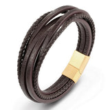 Gothic Braided Men's Leather Bracelet