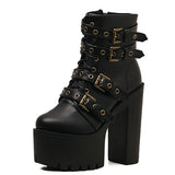 Gothic Sexy Rivet Black Ankle Boots