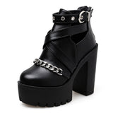 Gothic Fashion Chain Detail Women Shoes