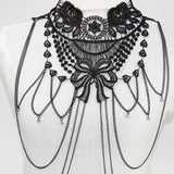 Gothic Women Black Lace  Body Chain