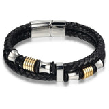 Gothic Black Genuine Leather Bracelet