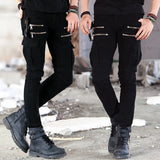 Men Black Distressed Denim Biker Jeans