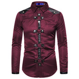 Men Gothic Rivet Cargo Shirt