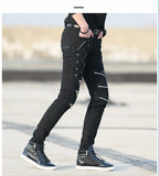 Men Punk Zipper Skinny Pants