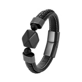 Black Onyx Men's Leather Rope Bracelet