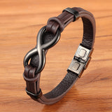 Infinity Stainless Steel Leather Bracelet