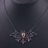 Bat Animal Pendant Rhinestone Necklace