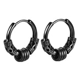 Vintage Black Skull Needle Hoop Earrings