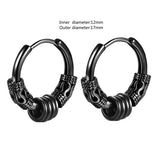 Vintage Black Skull Needle Hoop Earrings