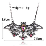 Bat Animal Pendant Rhinestone Necklace