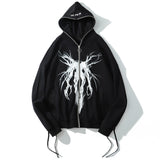 Punk Graphic Zipper Closure Unisex Hoodie