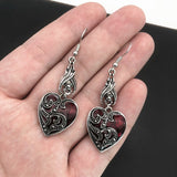 Gothic Mysterious Blood Rose Heart-Shaped Earrings