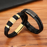 Double-layer Braided Rope Wrap Men's Leather Bracelets