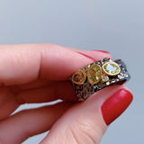 Punk Gothic Women Inlaid Stone Ring