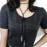 Gothic Black Long Pendant Choker Necklace