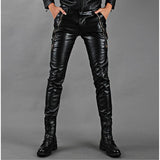 Men Faux PU Leather Trousers