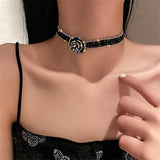 Gothic Black Crystal Choker Necklaces