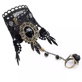 Gothic Style Retro Lace Bracelet With Ring