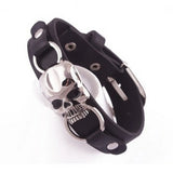 Leather Skull Skeleton Biker Bracelet