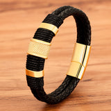 Double-layer Braided Rope Wrap Men's Leather Bracelets