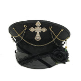 Black Cross Gothic Lolita Military Hat