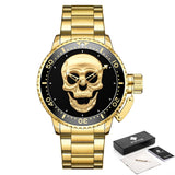 Gothic 3D Gold Skull Watch For Men