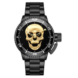 Gothic 3D Gold Skull Watch For Men