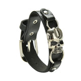 Leather Skull Skeleton Biker Bracelet