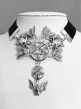 Flying Bat Inverted Pentagram Necklace