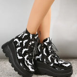 Gothic Bat Detail Women Ankle Boots