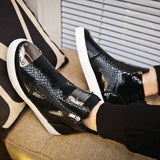 Black Leather Men Vulcanized Sneakers