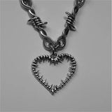 Fashion Gothic Thorns Heart Choker Necklace