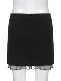 Gothic Women Black Low Waist Mini Skirt