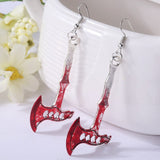 Gothic Bloody Scissors Axe Dangle Earrings