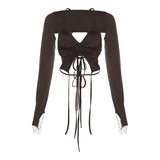 Gothic Long Sleeve Halter Crop Top